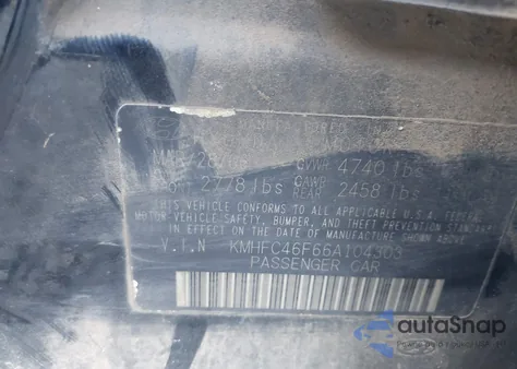 2006 Hyundai Azera Limited/Se from USA, damaged, VIN KMHFC46F66A104303